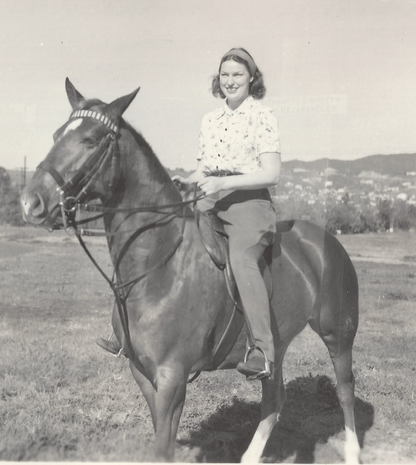 Vintage 1940s Horse Photograph, girl on horse