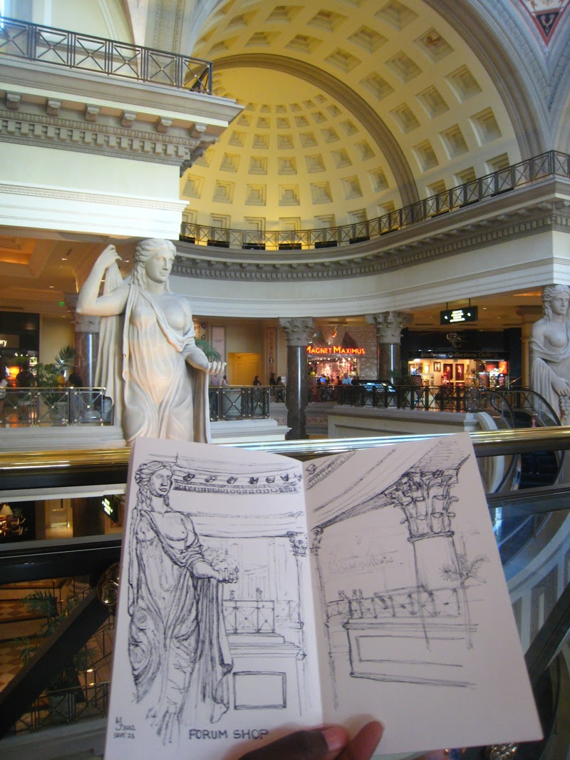 MJ SKETCHBOOK | Urban Sketching - Las Vegas - Caesars Palace Forum Shop 