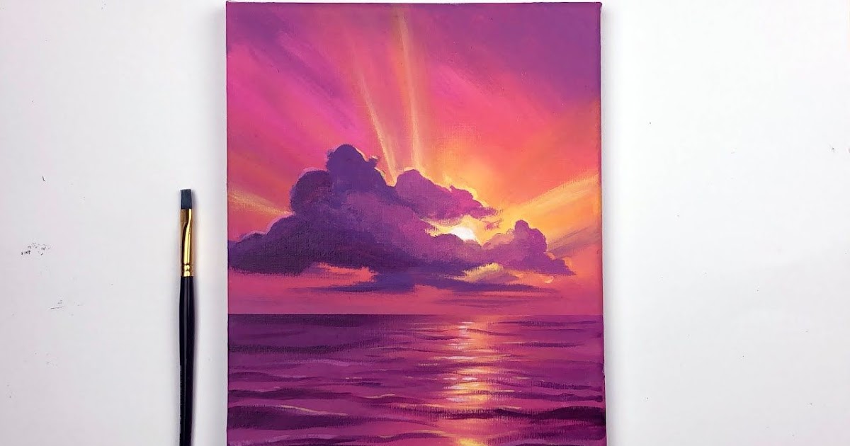 Easy Sunset Paintings On Canvas - How To Paint A Sunset Cityscape For