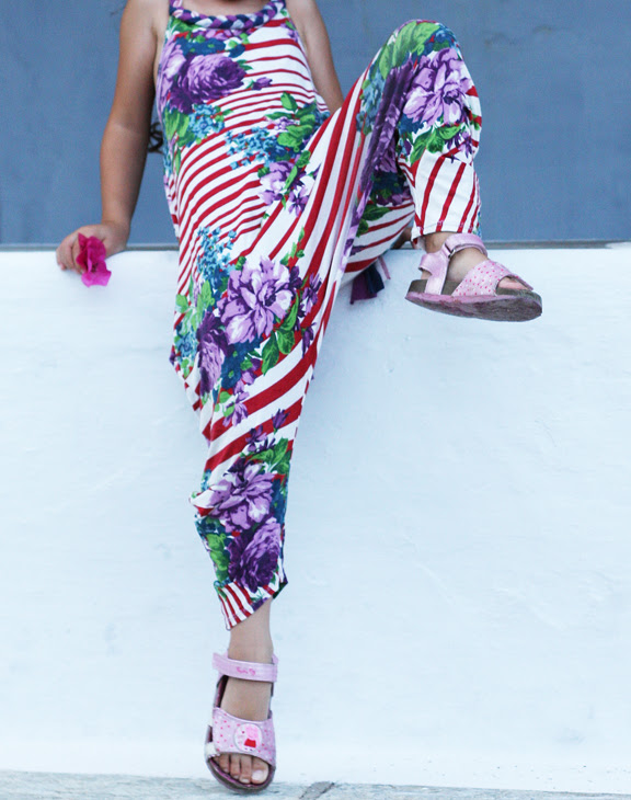 Striped floral jumpsuit