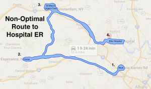 It may have been more direct to go from Work straight to the hospital.