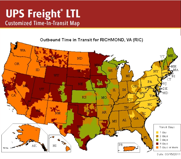 Ups Transit Time Map Gadgets 2018