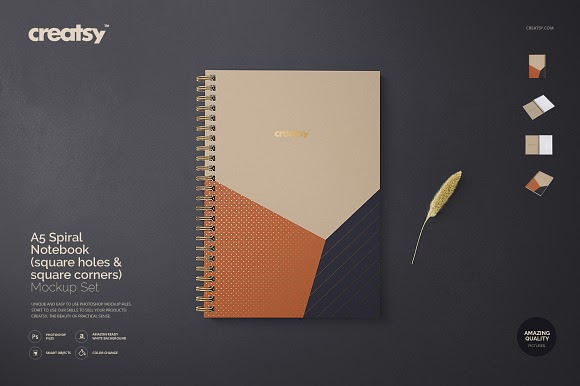 Download A5 Spiral Notebook Mockup Set - PSD Mockups Free Download