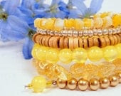 Bright Yellow Cuff, Yellow Memory Wire, Yellow Bead Bracelet - ChristalDreamz Bright Yellow Cuff, Yellow Memory Wire, Yellow Bead Bracelet - ChristalDreamz