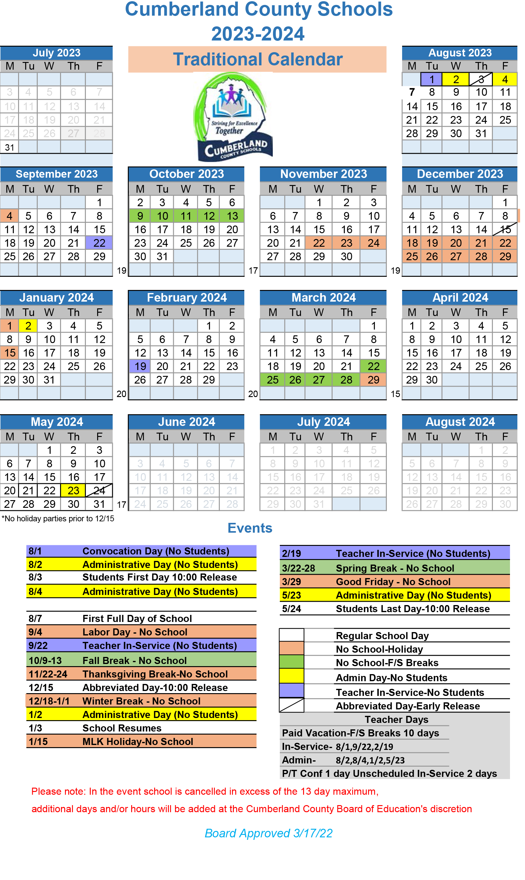 Cumberland County Schools Calendar 202223 August Calendar 2022