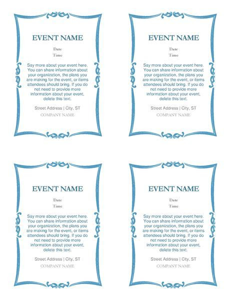 Event invitations (4 per page) Event invitations (4 per page)