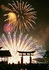 Fireworks at a world heritiage in Japan