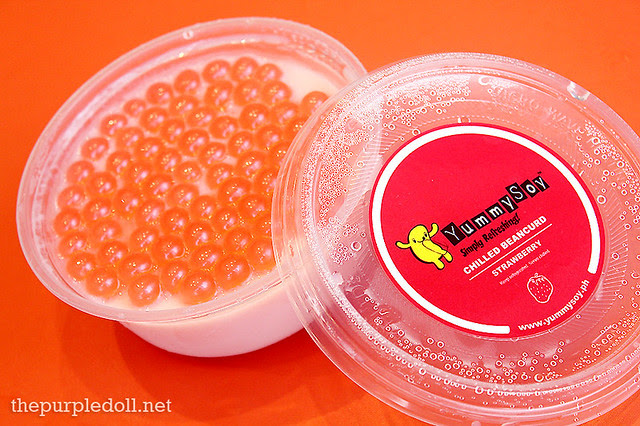 Chilled Beancurd Strawberry (P85) with Strawberry Pop (P15)