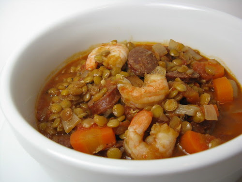 Chorizo, Shrimp & Lentil Stew