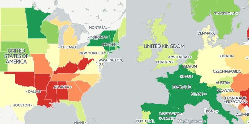 Map Of Usa And Europe | Vintage Map