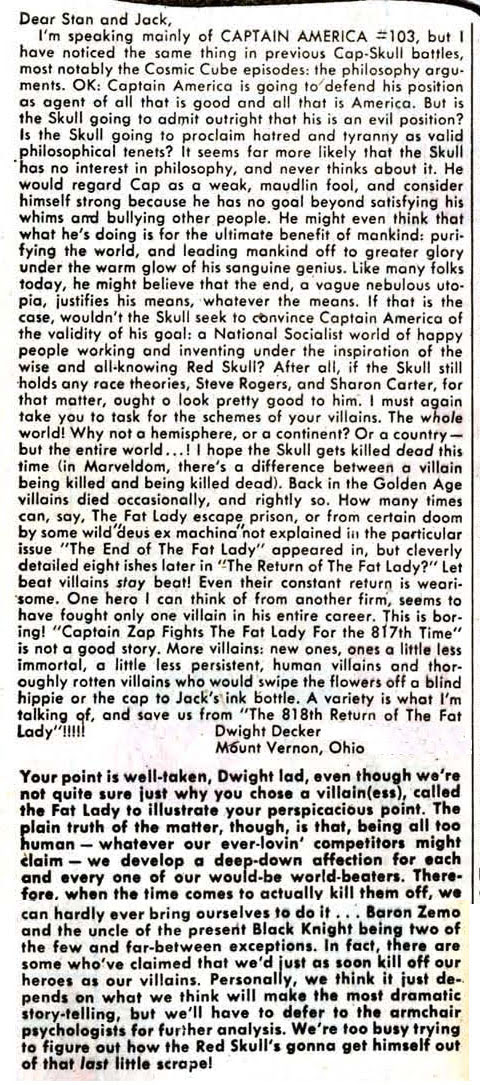 I would SO read a comic about Captain Zap fighting the Fat Lady! Captain America #106