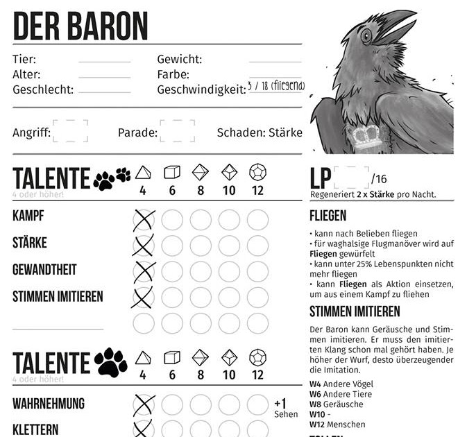 Pen And Paper Charakterbogen Vorlage - Charakterbogen Schriftsteller
