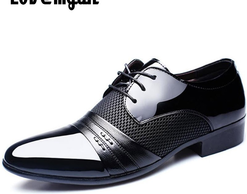Strategicanuovamarineo 買取 格安作業オフィス靴メンズパテントレザー靴ビジネス結婚式の靴レースア ップポインテッドトゥフラットビッグサイズ 37 47 Ab 01 通販 価格