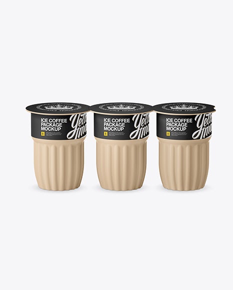Download Matte Ice Coffee 3 K Cups Package Psd Mockup Front View High Angle Shot Yellowimages Mockups