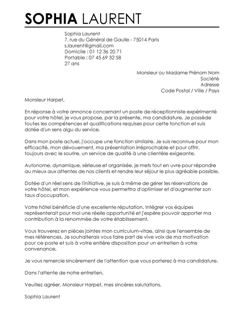 Lettre De Motivation Secteur Hotellerie Restauration Soalan Ag  Hot