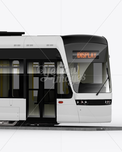 Download Download Light Rail Train Bybanen Mockup Half Side View Psd PSD Mockup Templates