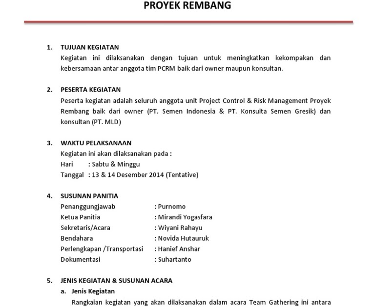 Contoh Proposal Kegiatan Team Building Pencari Soal