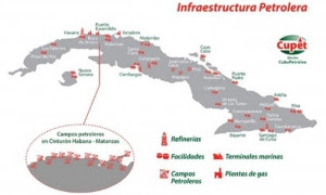 La infraestructura petrolera cubana se extiende a través de toda la Isla.