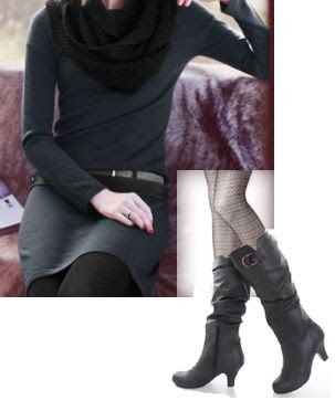 sweater dress and tights