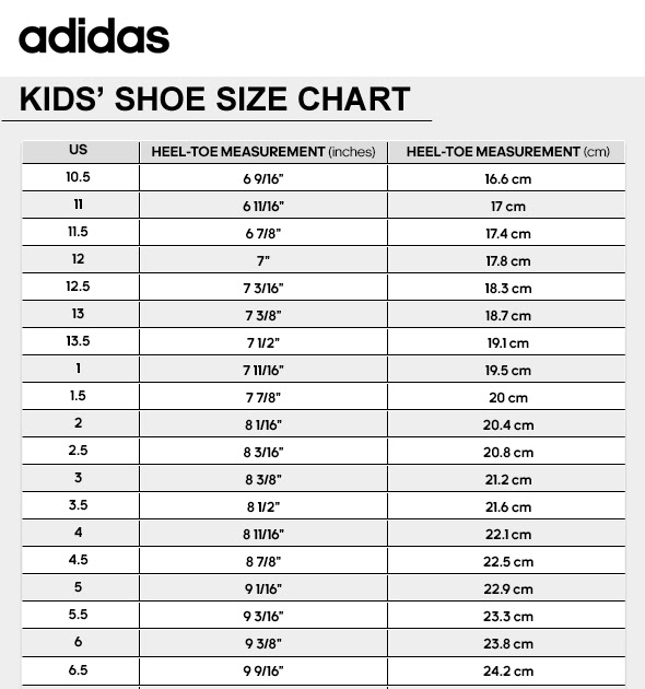 Adidas Infant Shoes Size Chart - Greenbushfarm.com