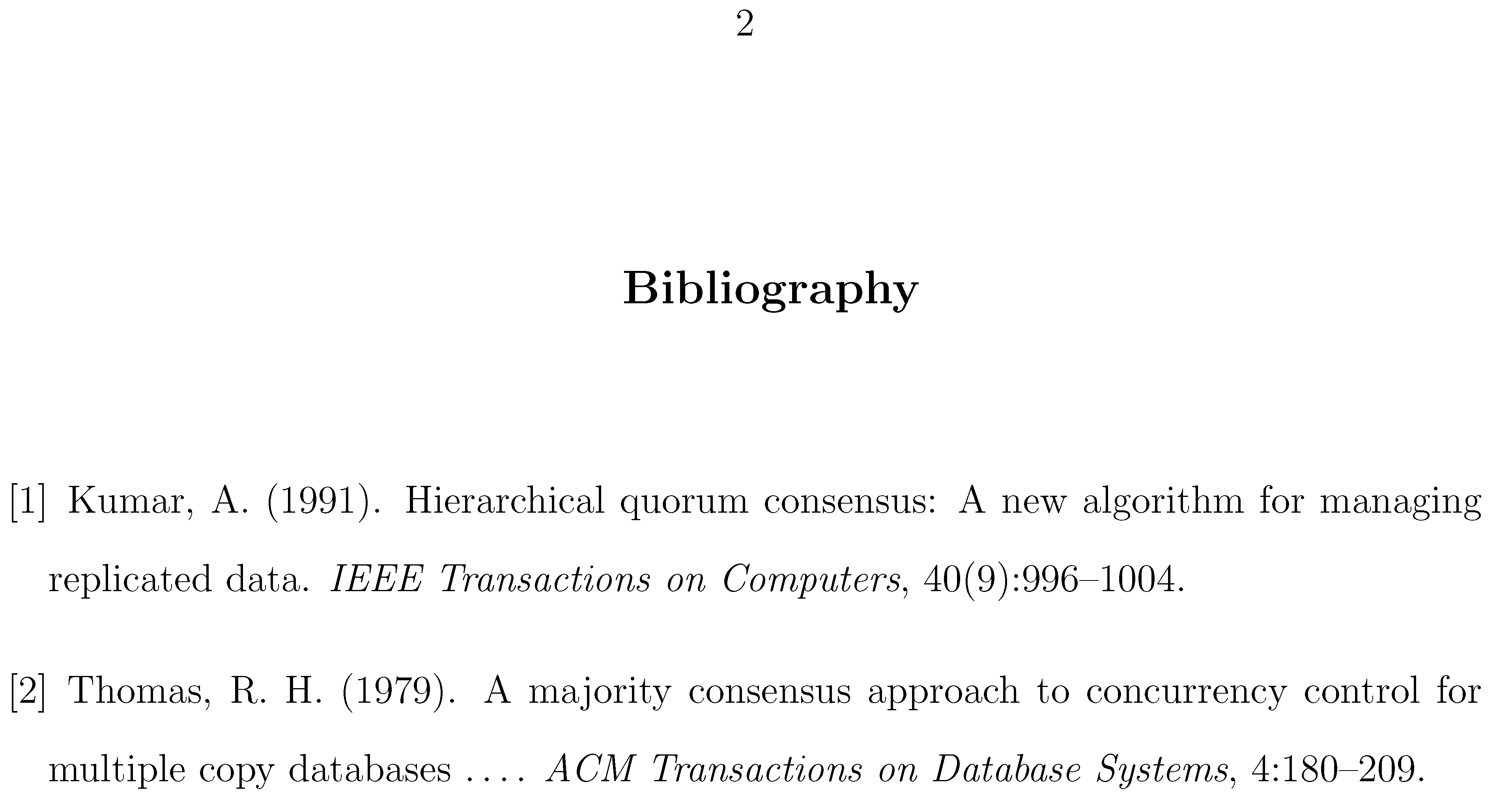 Bibliography Number Format