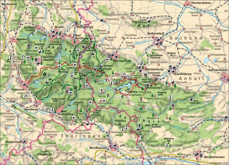 Harz Karte Landkarte : Harz Karte Landkarte Harz Stadte Und Orte Im