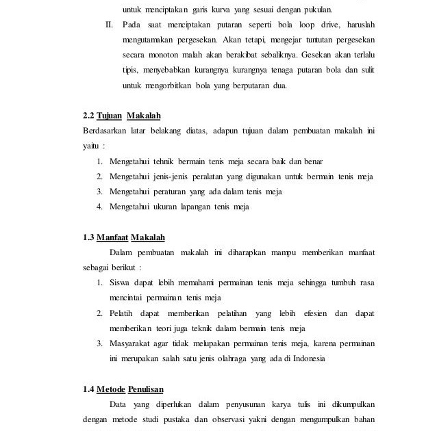 Contoh Makalah Tenis Meja Contoh Random