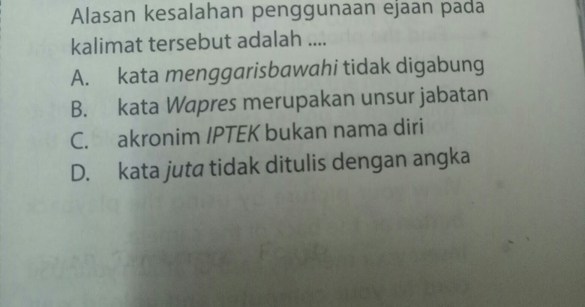 Contoh Soal Kesalahan Penggunaan Ejaan Beserta Jawaban - Rumah Soal