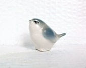 Bird Figurine Vintage Cute Animal Ornament Grey Blue - Podooshki