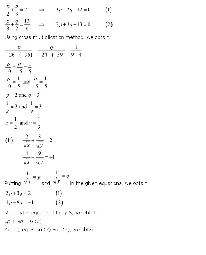 NCERT Solutions for Class 10th Maths Chapter 3 – Pair of Linear Equations in Two Variables