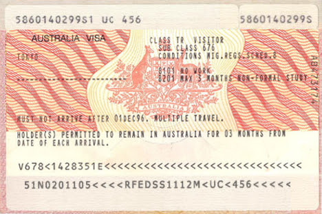 Vyplnění formulářů: Tourist visa australia