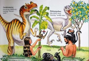 Dinosaur with Adam and Eve