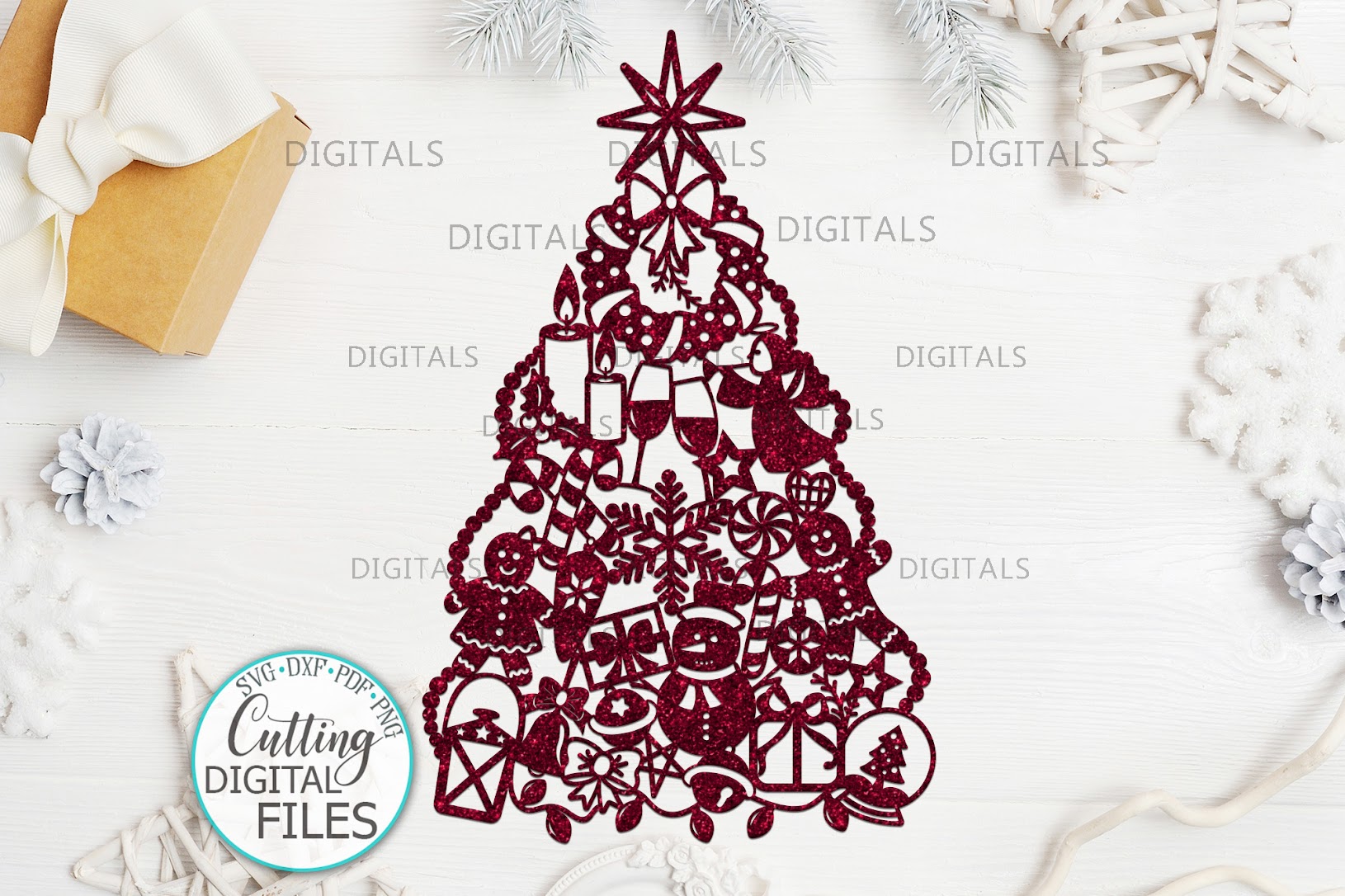 Free Assorted Christmas Tree Decoration SVG, PNG, EPS DXF File