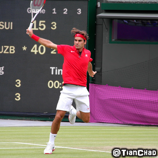 Roger Federer playing live at Westfield Tennis tournament for London 2012 Olympic Games Roger Federer playing live at Westfield Tennis tournament for London 2012 Olympic Games