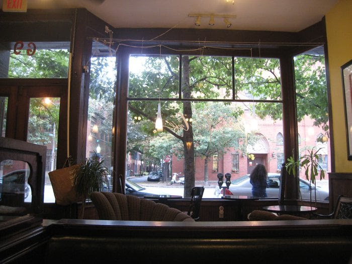 Berkeley Perk Cafe - Boston, MA, United States. Looking out the front window