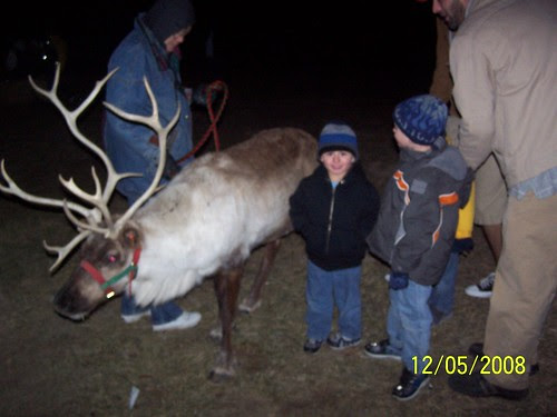 Bradey and Jacob with reindeer