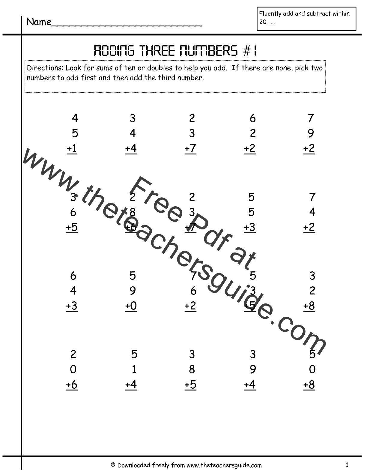 Awesome free math worksheets First Grade Missing(Add) Numbers