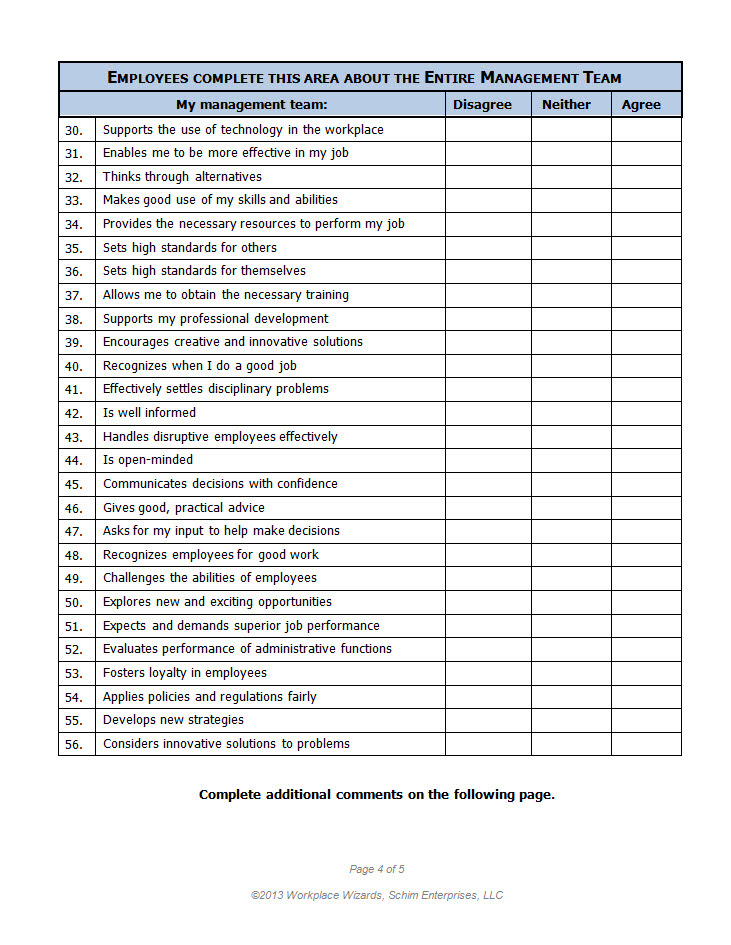 Manager 360 Evaluation Template PDF Template