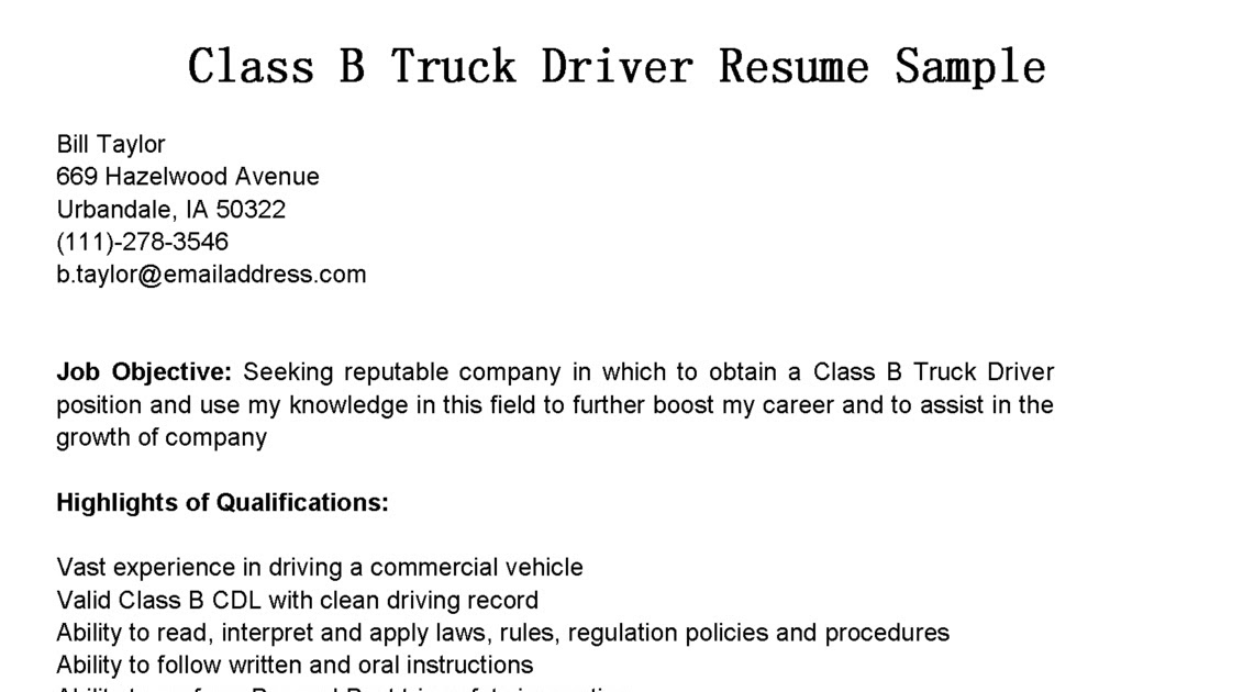 cover letter for truck driver no experience