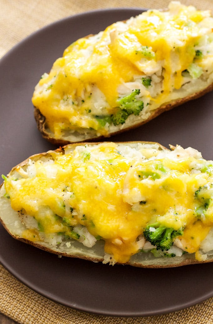 Broccoli, Cheddar, Chicken Twice Baked Potatoes - Recipe ...