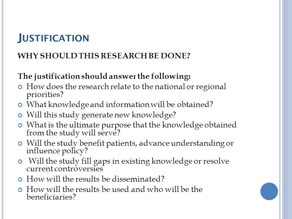 how to write justification of study in research proposal