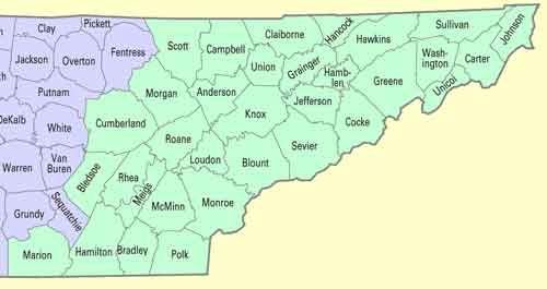 County Map Of East Tennessee | Cities And Towns Map