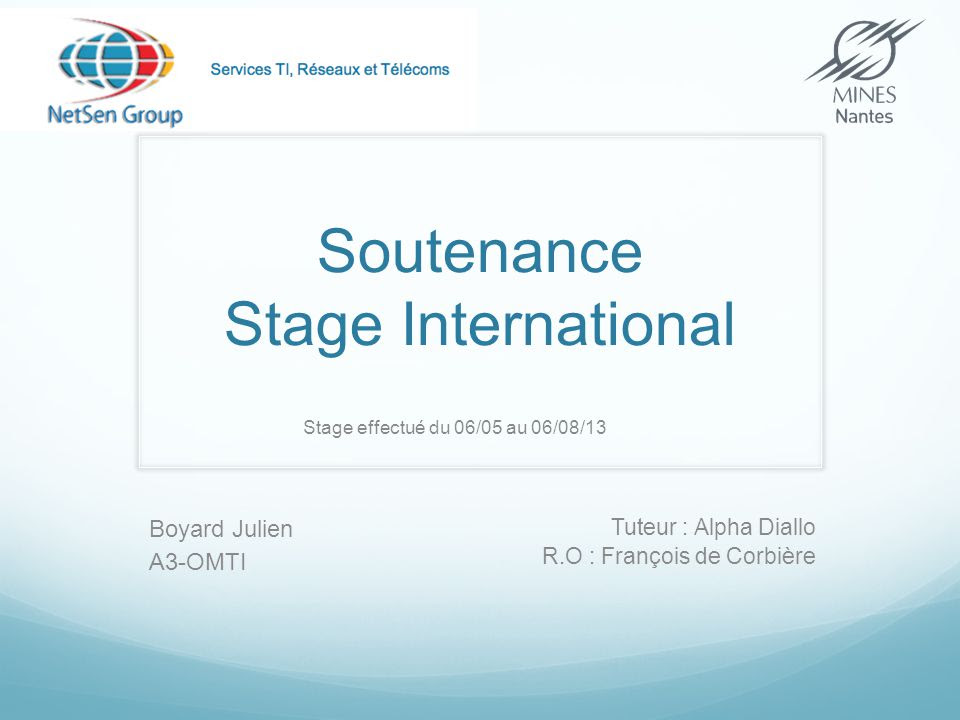 Exemple Soutenance Rapport De Stage Powerpoint  Le Meilleur Exemple