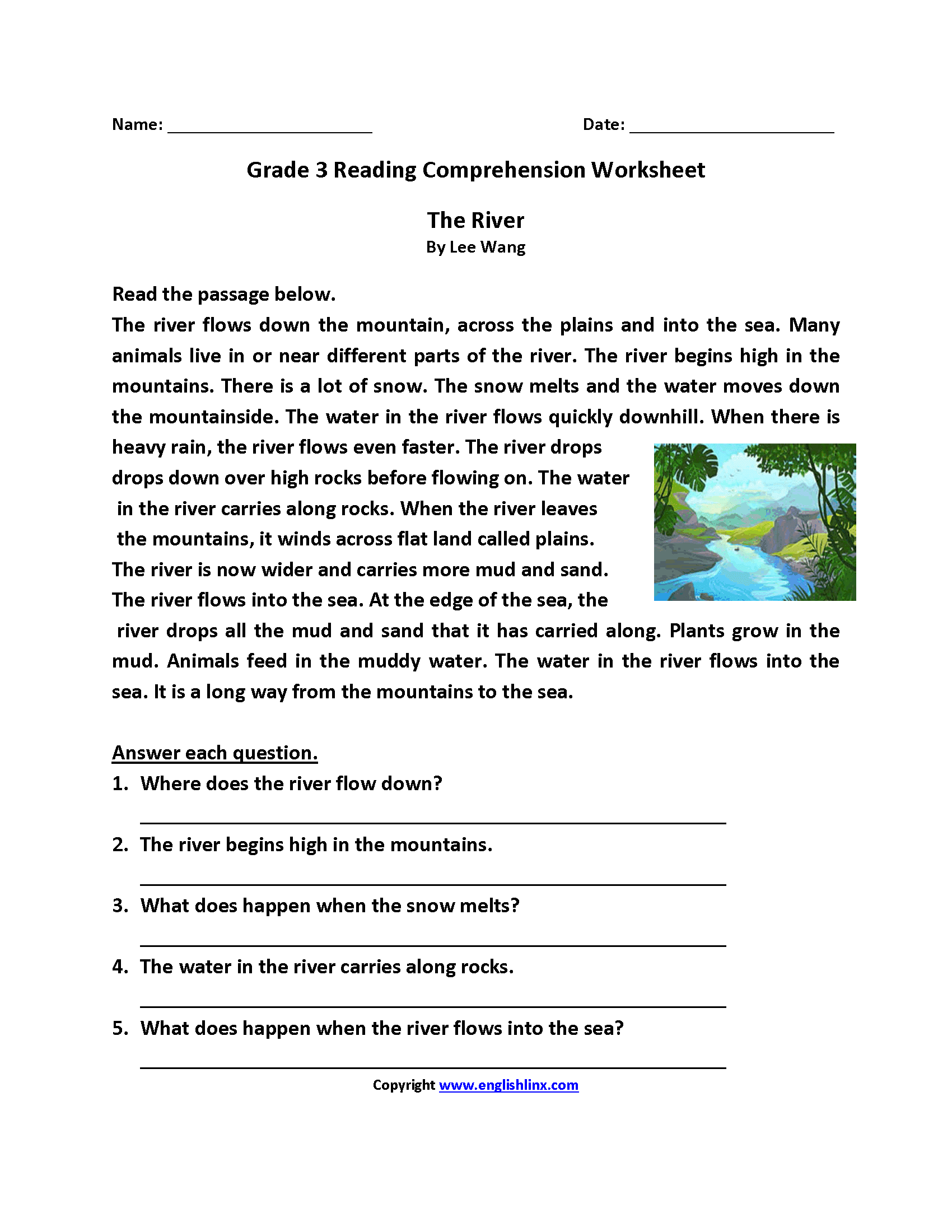 3rd Grade Reading Worksheets Printable Worksheet