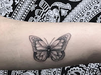 Black And White Butterfly Outline Tattoo