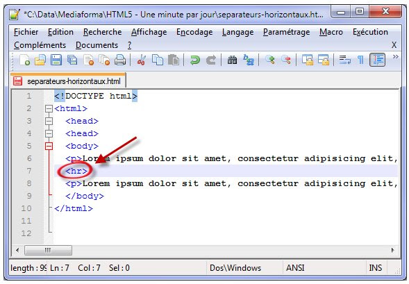 Ligne verticale html