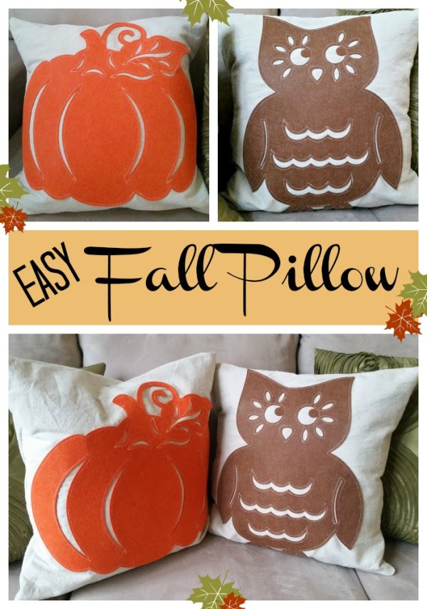 Easy Fall Pillow - quick and easy way to make a fall pillow. Use dollar store felt cut outs.