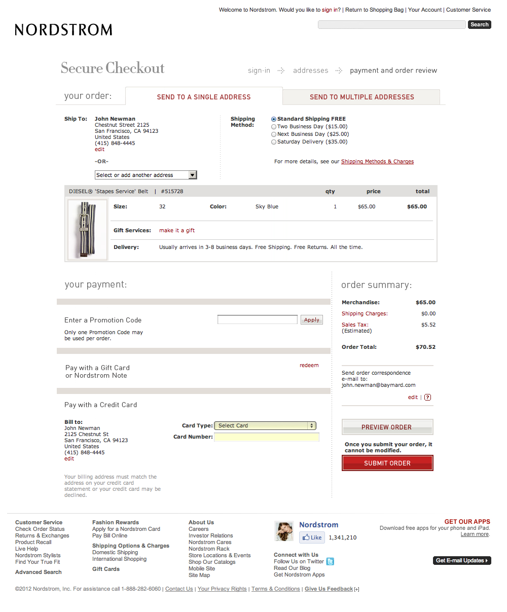 nordstrom split shoe order
