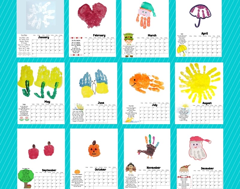 2022 Handprint Calendar Template - Printable Calendar 2022