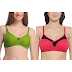 Clovia Women's Cotton Non-Padded Wirefree Bra with Demi Cups - Green +
Women's Cotton Rich Non-Padded Non-Wired T-Shirt Bra